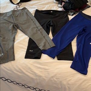 Lot of 3 Women’s Under Armour and Nike Large Capri